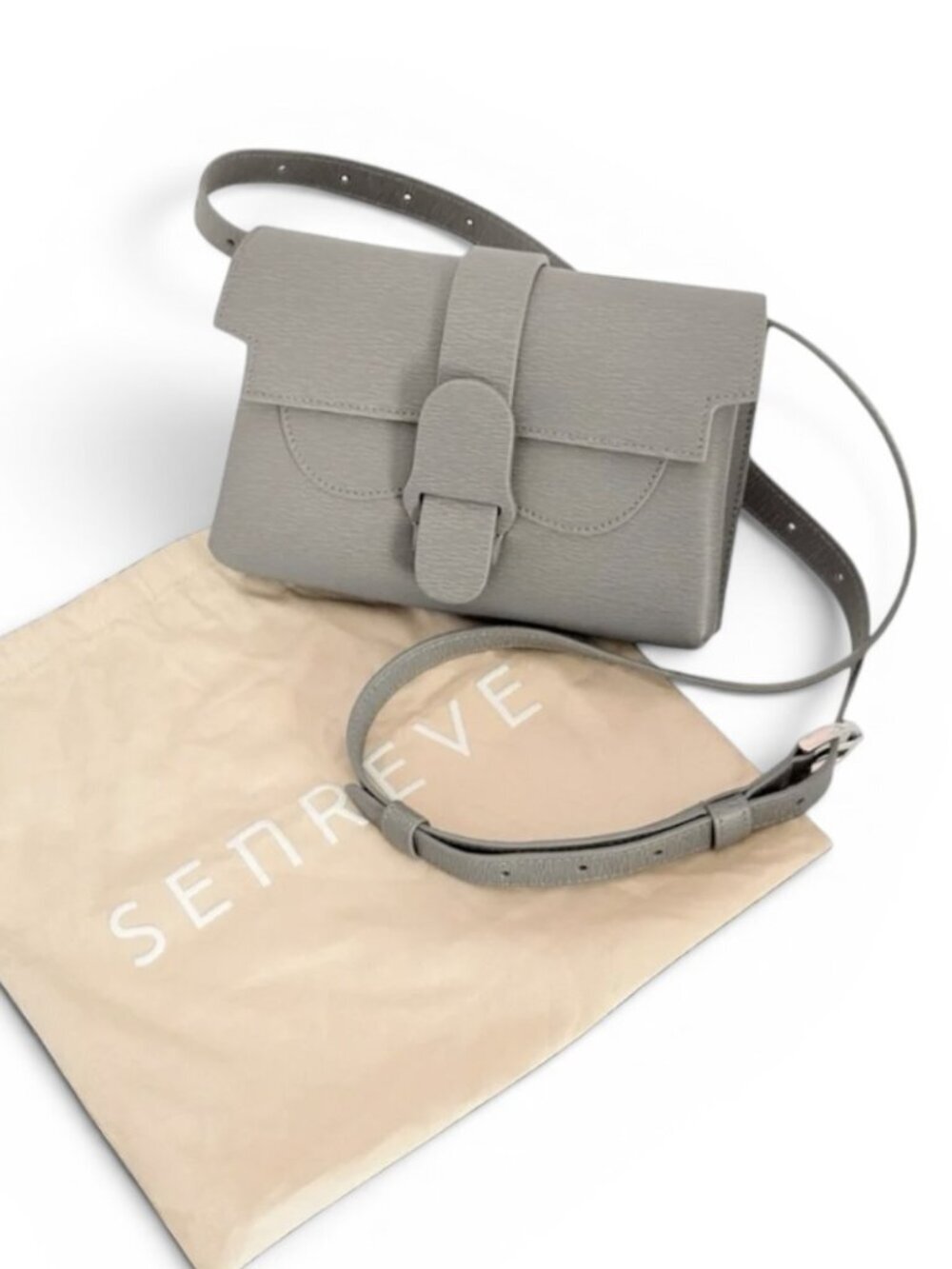 NWT Senreve Aria Mimosa Leather Crossbody Belt Bag Latte